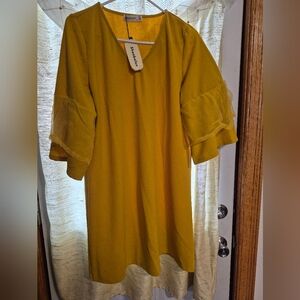 Shein Yellow Ruffle Sleeve Dress